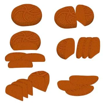 Vector illustration of set of baked bread Stock Illustration