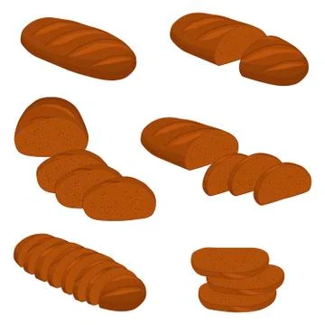 Vector illustration of set of baked bread Stockillustratie