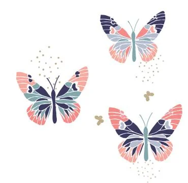 Vector illustration of set of butterflies Stock Illustration