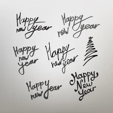 Vector illustration set calligraphy Happy New Year. EPS 10 Stock Illustration