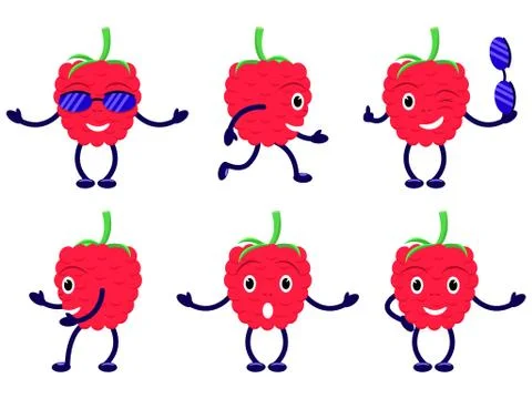 Vector illustration set cartoon funny raspberry Stock Illustration
