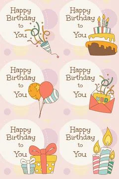 Vector illustration set for celebration and Happy Birthday concept. Stock Illustration