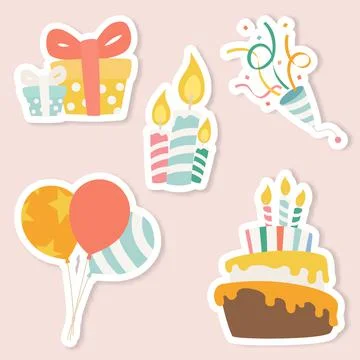 Vector illustration set for celebration and Happy Birthday symbol. Stock Illustration