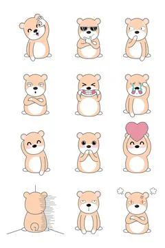 Vector illustration set of character cartoon fat dog. Stock Illustration