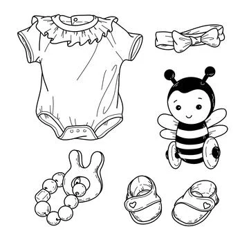 Vector illustration, a set of children s items for a baby in handdraw doodle Stock Illustration