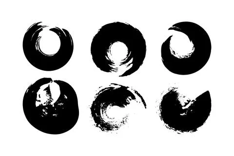 Vector illustration of a set of circle brush strokes Stock Illustration