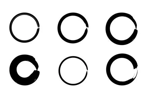 A vector illustration of a set of circle ink brush strokes Stock Illustration