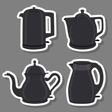 Vector illustration for set of colored electric teapots Stock Illustration