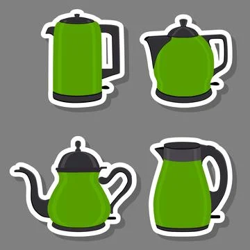 Vector illustration for set of colored electric teapots Stock Illustration