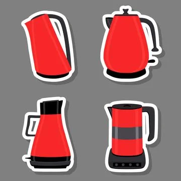 Vector illustration for set of colored electric teapots Stock Illustration