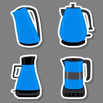Vector illustration for set of colored electric teapots Stock Illustration