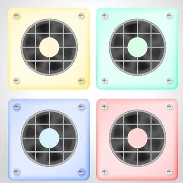 Vector illustration of set of colored ventilations Set of colored plastic ... 스톡 사진