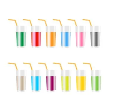 Vector illustration set of colorful drinks glasses Stock Illustration