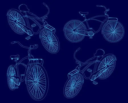Vector illustration of set contour design of bicycle with rear seat Stock-Illustration