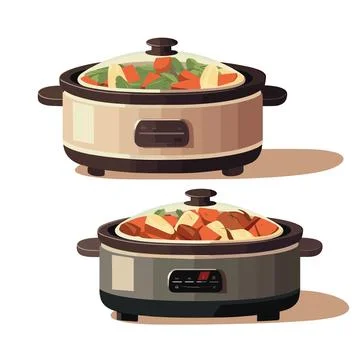 Vector illustration of a set of cooked food in a multi cooker Stock Illustration