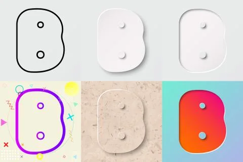 Vector illustration set of cute bold rounded letter b with different gradient ef Illustrazione stock