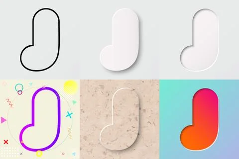 Vector illustration set of cute bold rounded letter j with different gradient ef Illustrazione stock