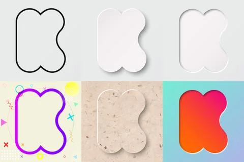 Vector illustration set of cute bold rounded letter k with outline, 3d paper cut Stock-Illustration