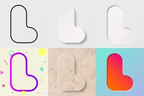 Vector illustration set of cute bold rounded letter l with different gradient ef Illustrazione stock