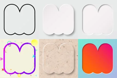 Vector illustration set of cute bold rounded letter m with different gradient ef Illustrazione stock