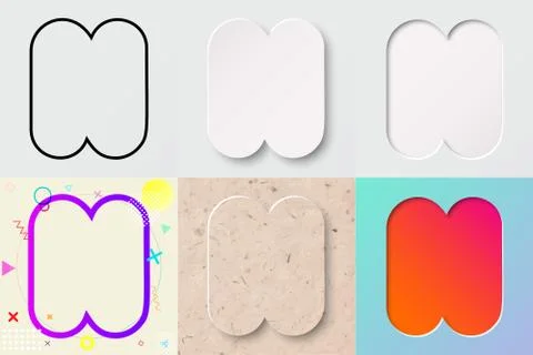 Vector illustration set of cute bold rounded letter n with different gradient ef Illustrazione stock