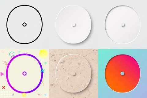 Vector illustration set of cute bold rounded letter o with different gradient ef Illustrazione stock