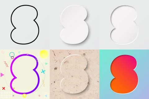 Vector illustration set of cute bold rounded letter s with different gradient ef Illustrazione stock