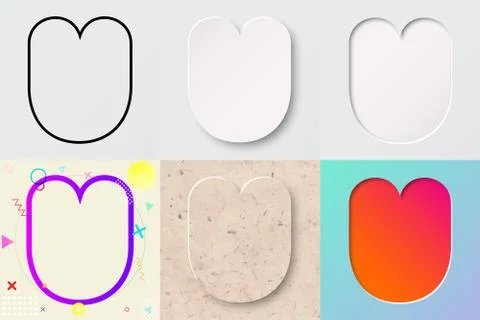 Vector illustration set of cute bold rounded letter u with different gradient ef Illustrazione stock