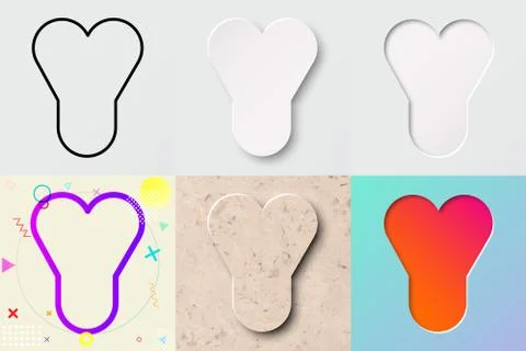 Vector illustration set of cute bold rounded letter y with different gradient ef Illustrazione stock