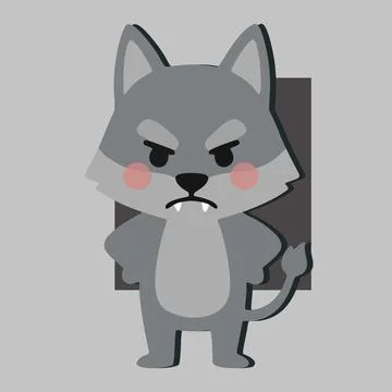 Vector illustration of a set of cute cartoon animals angry face Illustrazione stock