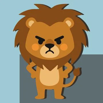Vector illustration of a set of cute cartoon animals angry face Stock Illustration