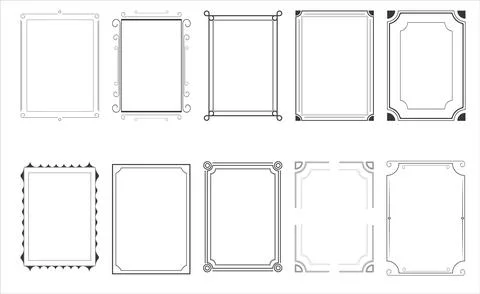 Vector illustration set of decorative frames. Vintage framing for invitations Illustrazione stock