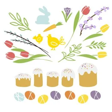 Vector illustration set design elements Easter traditional symbols collection- イラスト素材