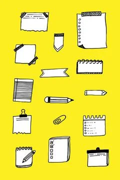Vector illustration of a set different scribbled notepads with free space Stock Illustration