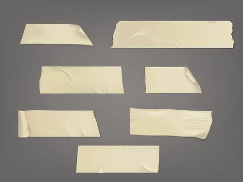 Vector illustration set of different slices of a adhesive tape with shadow and Illustrazione stock