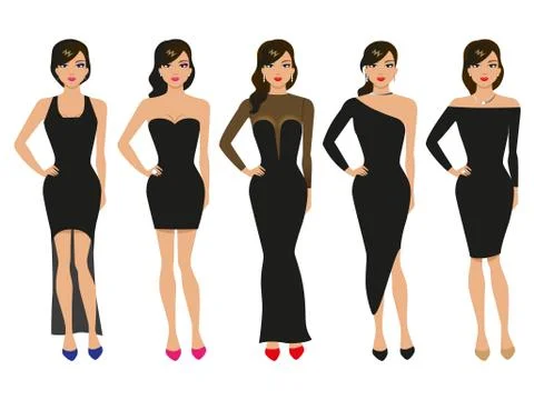 Vector illustration of a set of evening dresses Stock Illustration