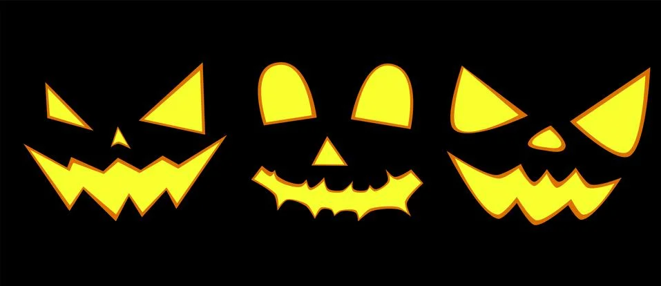 Vector illustration of a set of faces for halloween イラスト素材
