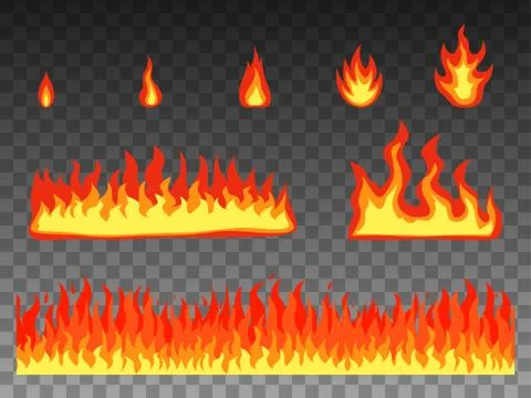 Vector illustration set flat cartoon fire flame Illustrazione stock