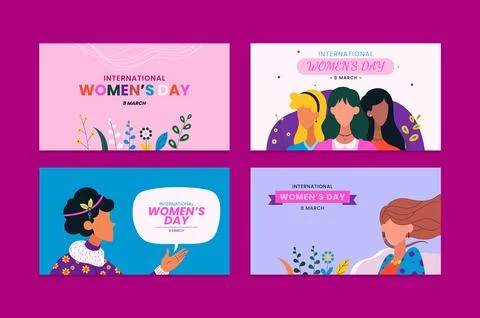Vector illustration of a set flat design for international women's day Stock Illustration