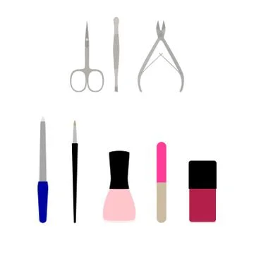 Vector illustration of a set of flat manicure Stock Illustration