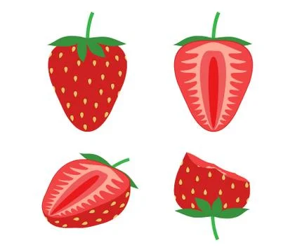 Vector illustration of set fresh strawberry isolated on white background Stock Illustration