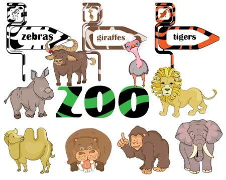 Vector illustration set of funny exotic animals Illustrazione stock