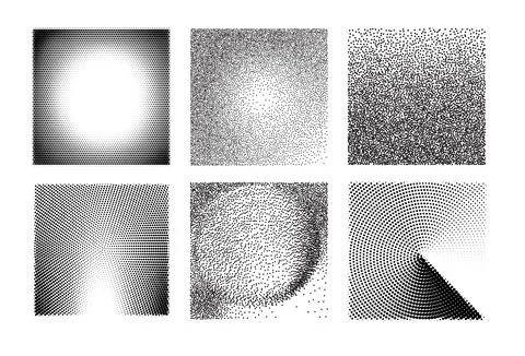 Vector illustration of a set of grainy noise background patterns. Stock Illustration