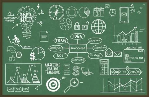 Vector illustration set of hand drawn business, finance elements Stock Illustration