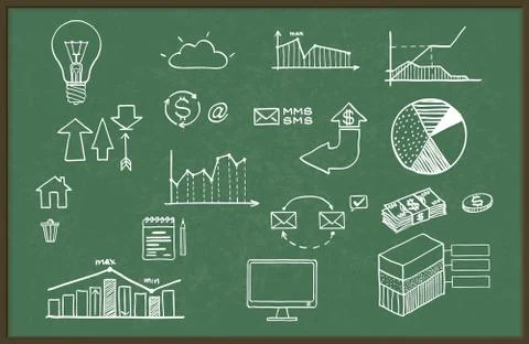 Vector illustration set of hand drawn business, finance elements 스톡 일러스트