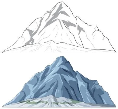 Vector Illustration Set of a High Mountain Peak in Two Styles Stock Illustration