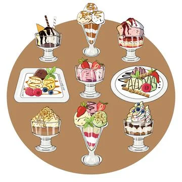 Vector illustration set of ice cream on white background Stock Illustration