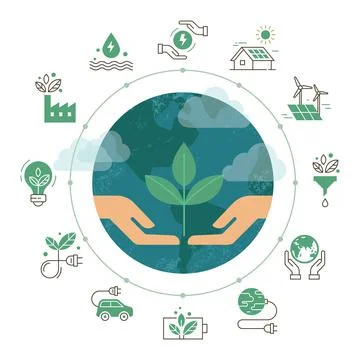 Vector illustration with set of icons isolated on white background on the theme Stock Illustration