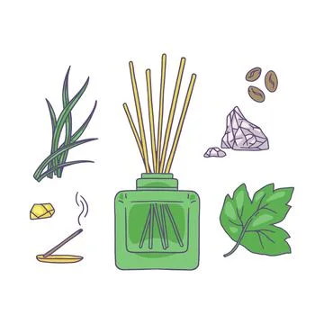 Vector illustration of a set with the image of a diffuser with aromatic stick イラスト素材