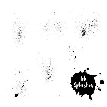Vector illustration set of ink splash. Hand painted background. Stock Illustration